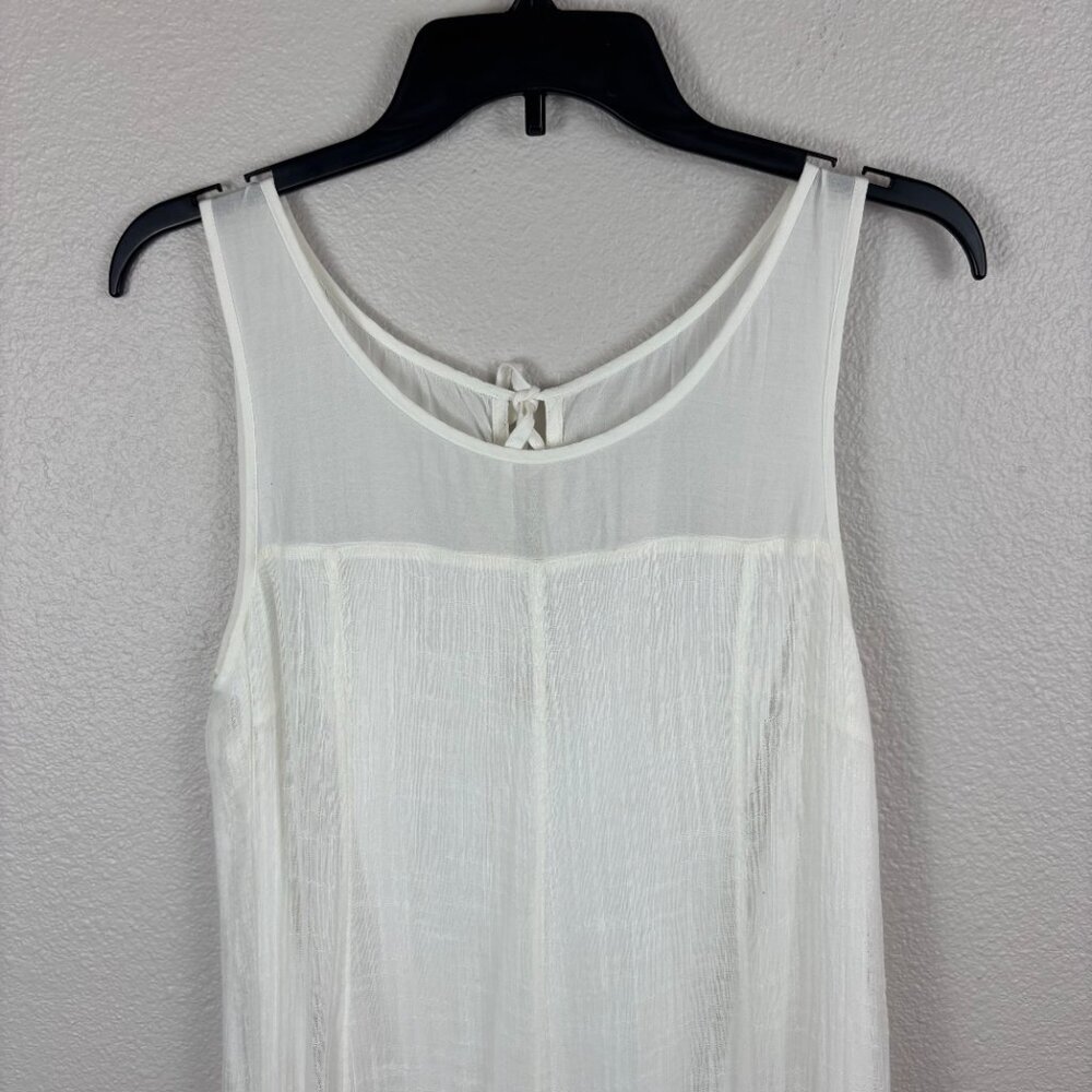 Anthropologie Leifsdottir Womens White Lined Hi-Low Hem Gauze Midi Dress Size S - Picture 6 of 12